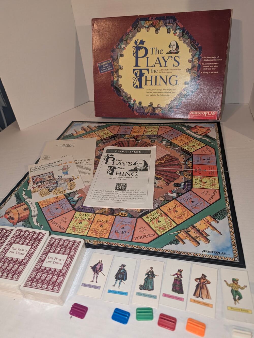 Vintage 1993 The Play's The Thing Shakespeare Board Game Aristoplay Complete!